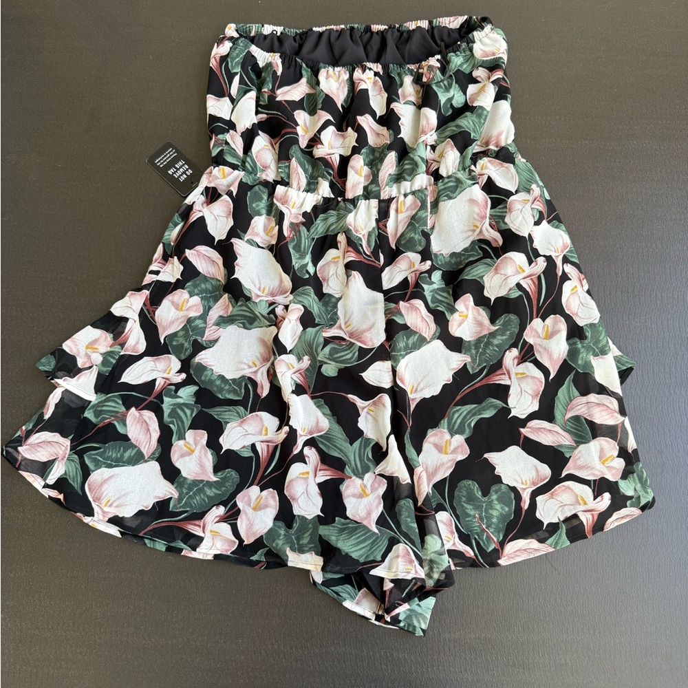 Express White and Green Ruched Skater Dress